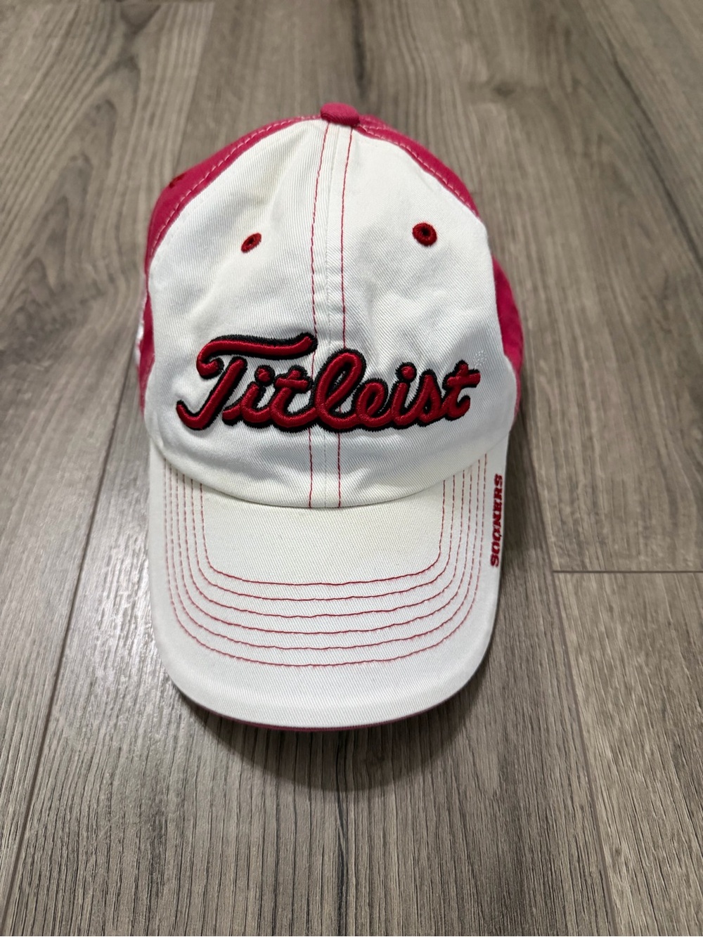 Titleist White and Pink Embroidered Golf Cap